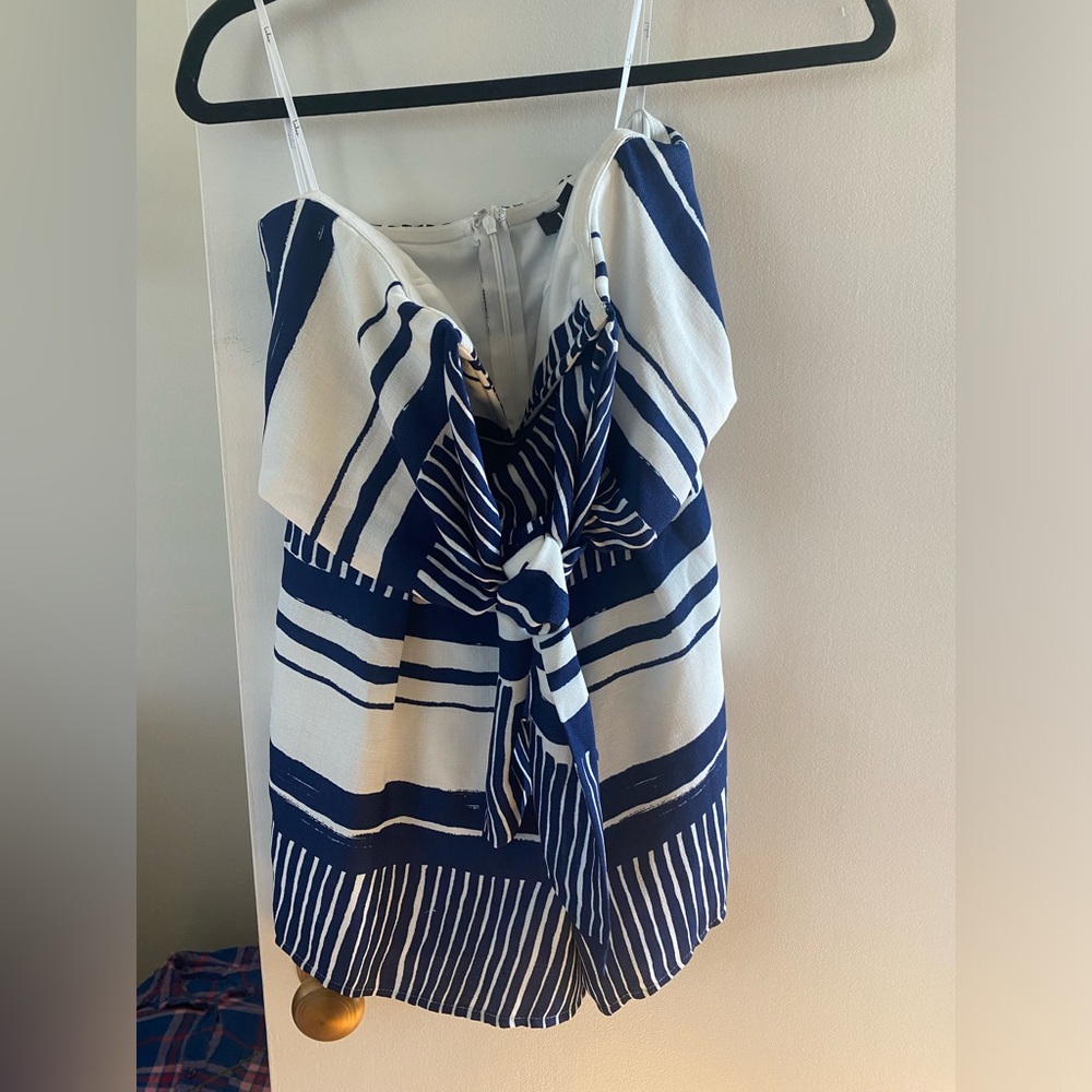Lulu's Navy and White Striped Tie-Front Romper